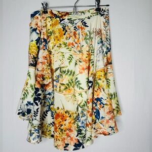 Ranna Gill Anthropologie Floral Skirt Asymmetrical Cottagecore Garden Party Boho